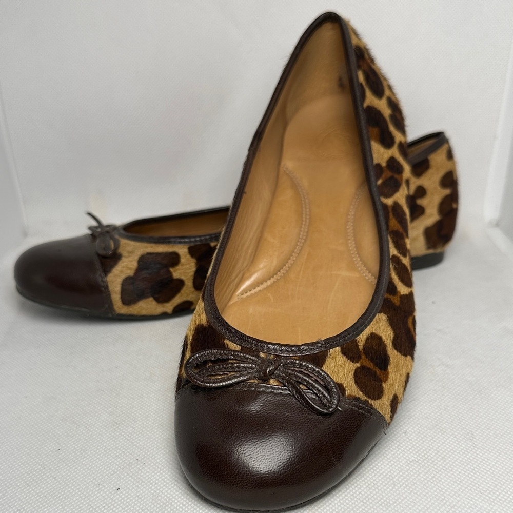 Nurture by Lamaze Leopard Haircalf Cap Toe Ballet Flats w Bow – Women’s Size 7